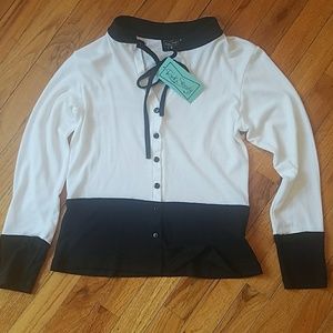 NWT Black and white cardigan with bow detail